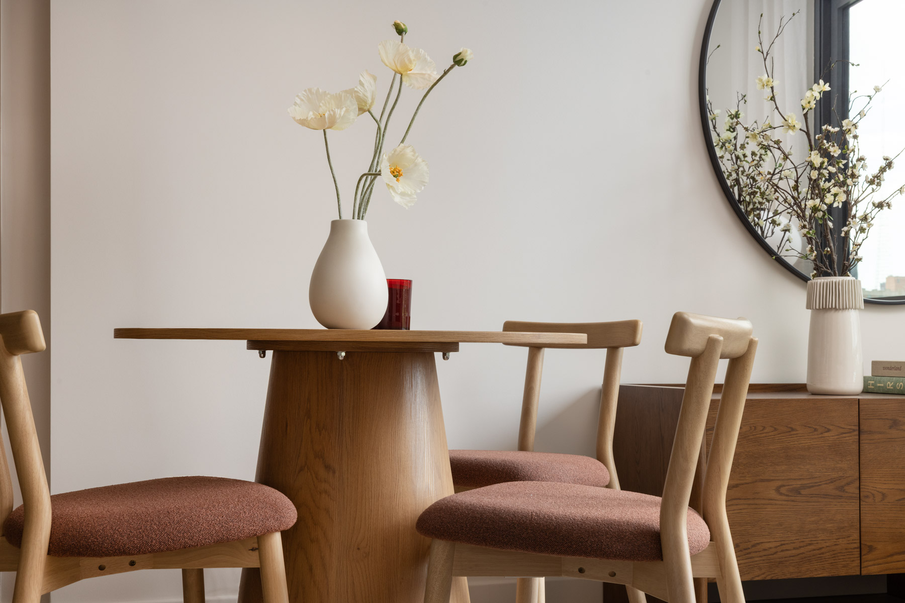 Round table with chairs seating detail