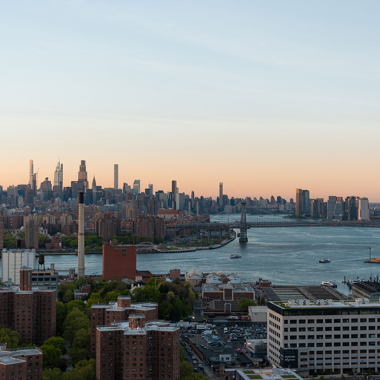 City, bridge and water views