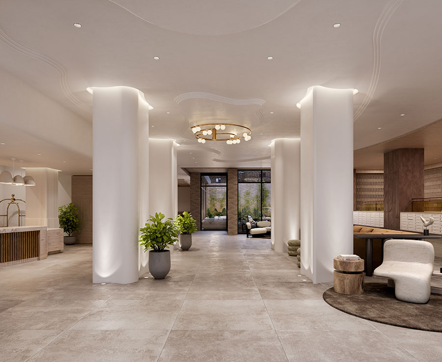 Modern Attended Lobby & Courtyard