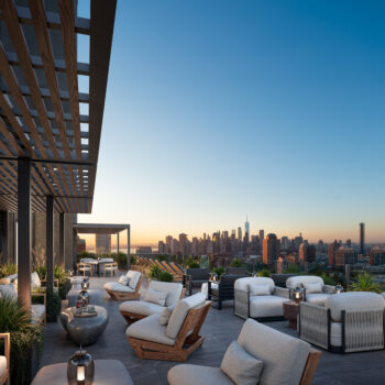Rooftop terrace with city views