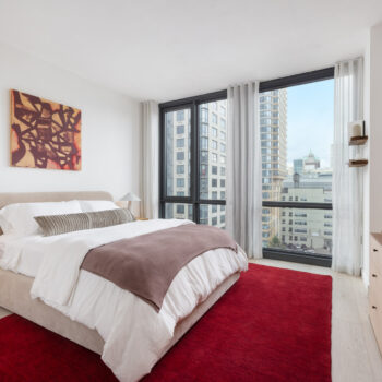 Bedroom with large windows