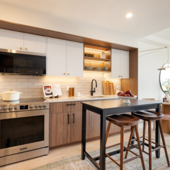 Modern kitchen with barstool seating